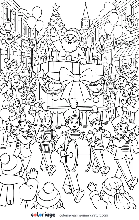 Coloriage défilé du Père Noël