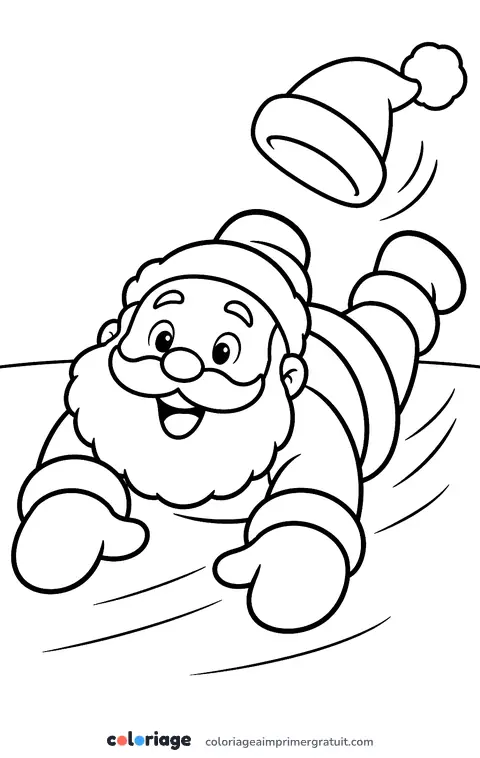 Coloriage père Noël qui glisse