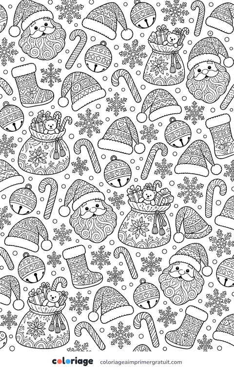 Coloriage motif Père Noël