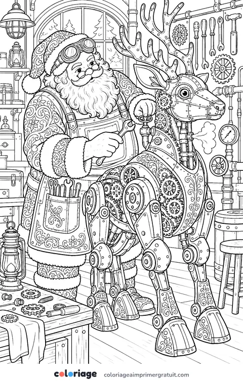 Coloriage père Noël steampunk