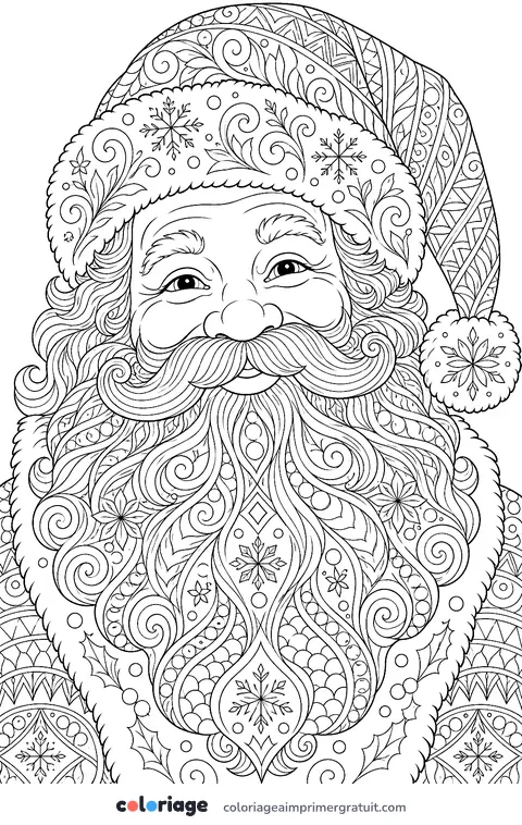 Coloriage père Noël zentangle