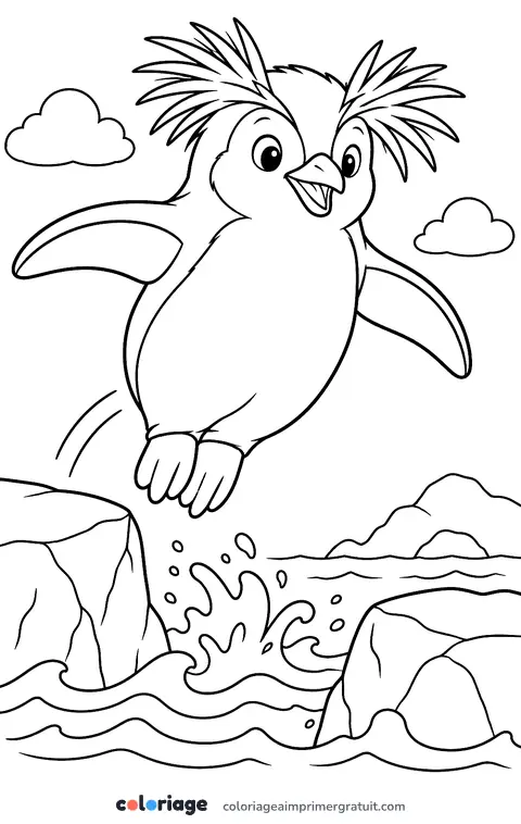 Coloriage gorfou sauteur