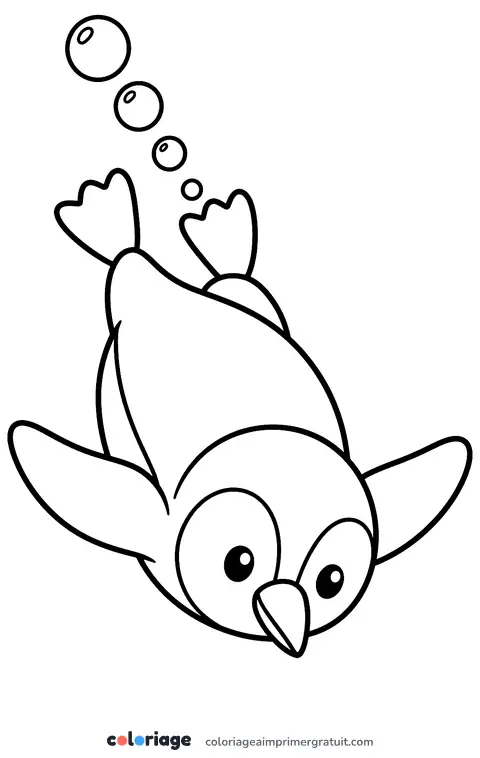 Coloriage pingouin qui plonge