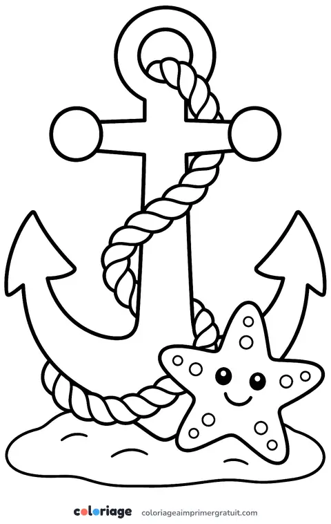 Coloriage ancre et étoile de mer
