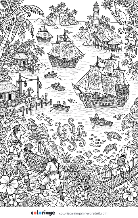 Coloriage baie des pirates