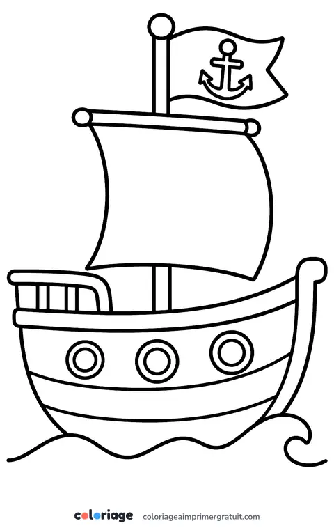 Coloriage bateau pirate simple
