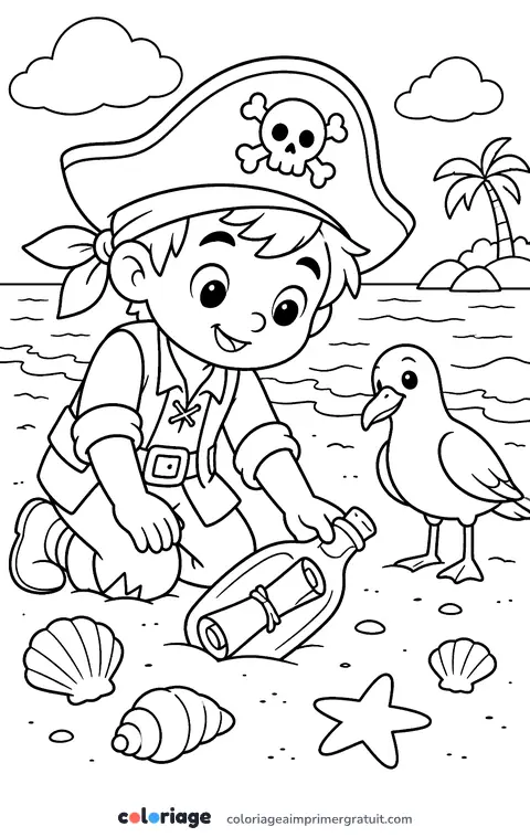 Coloriage message dans une bouteille