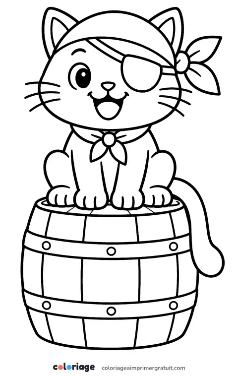 Coloriage chat pirate