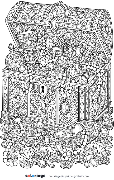 Coloriage coffre zentangle