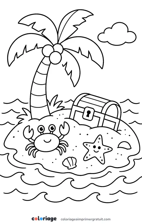 Coloriage petite île au trésor