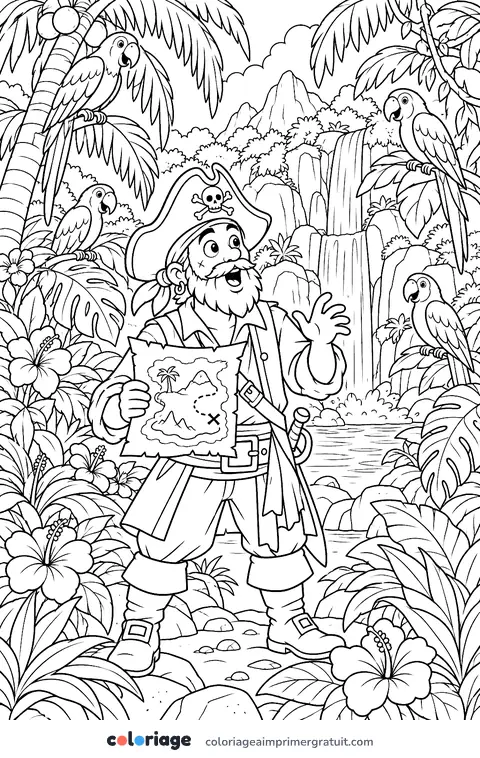 Coloriage île aux perroquets