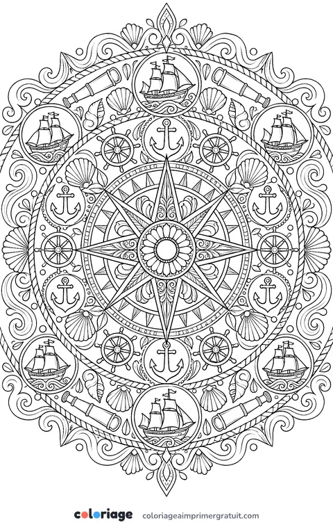 Coloriage mandala des pirates