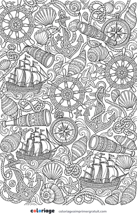 Coloriage motif nautique