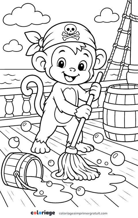 Coloriage singe mousse
