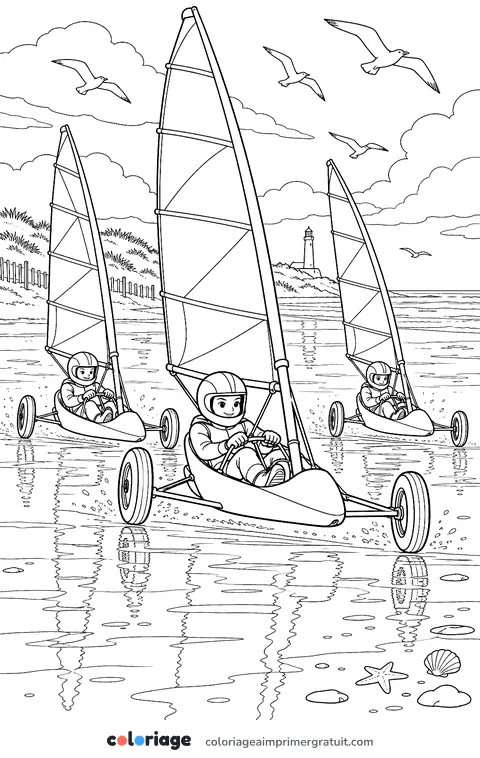 Coloriage char à voile