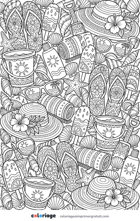 Coloriage motif plage