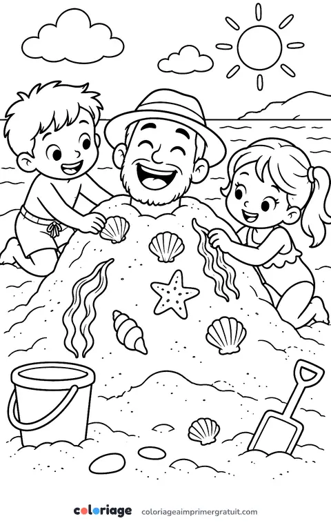 Coloriage papa ensablé