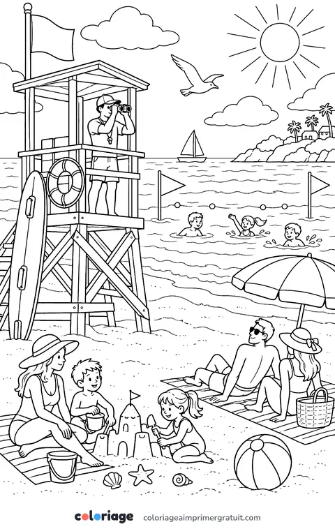 Coloriage poste de secours