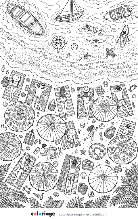 Coloriage plage vue du ciel