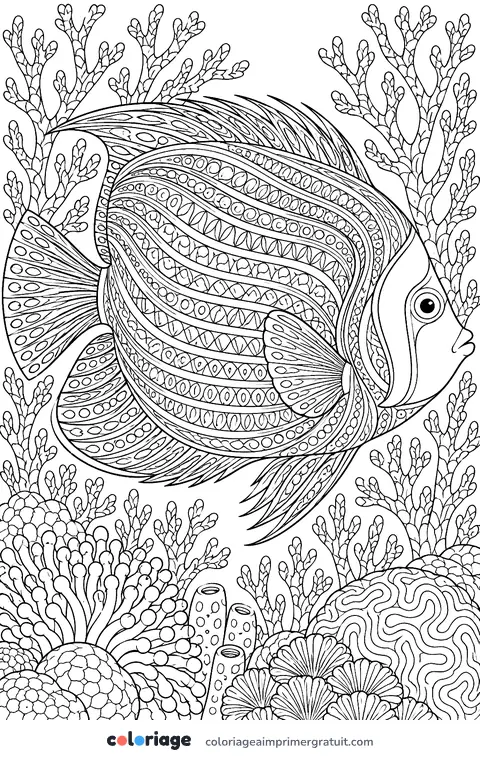 Coloriage poisson-ange empereur réaliste