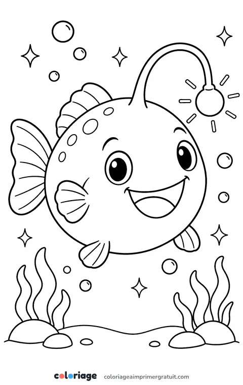 Coloriage baudroie kawaii
