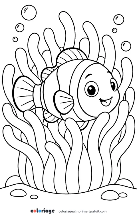 Coloriage poisson-clown et anémone