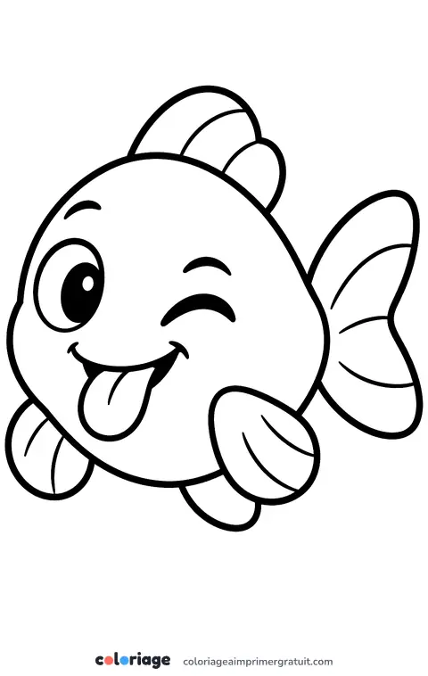 Coloriage poisson qui tire la langue