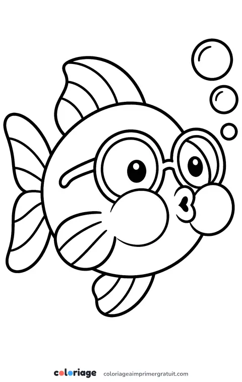 Coloriage poisson à lunettes