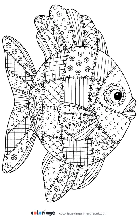 Coloriage poisson patchwork