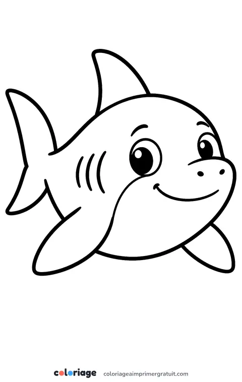Coloriage petit requin souriant