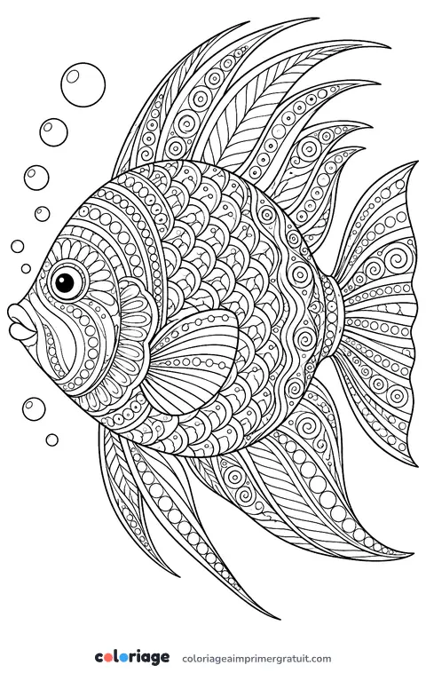 Coloriage poisson zentangle