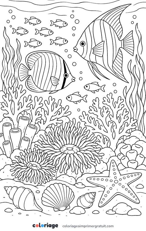 Coloriage récif de corail