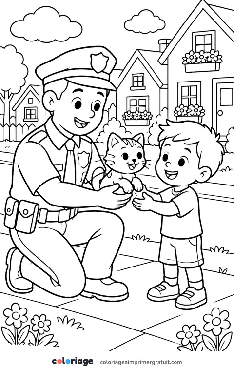 Coloriage chaton retrouvé