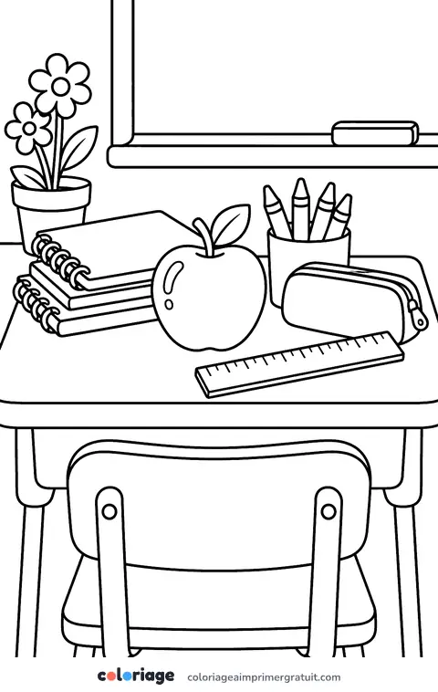 Coloriage pomme de la rentrée