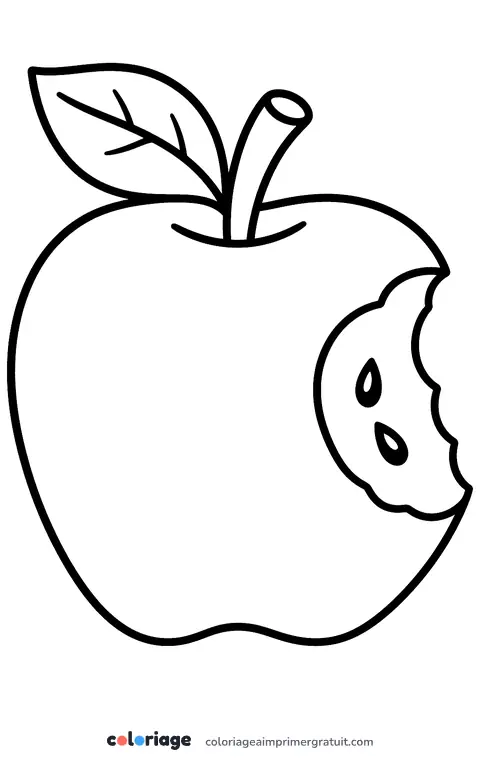 Coloriage pomme croquée