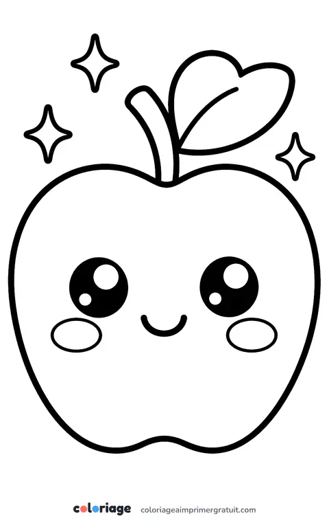 Coloriage pomme kawaii