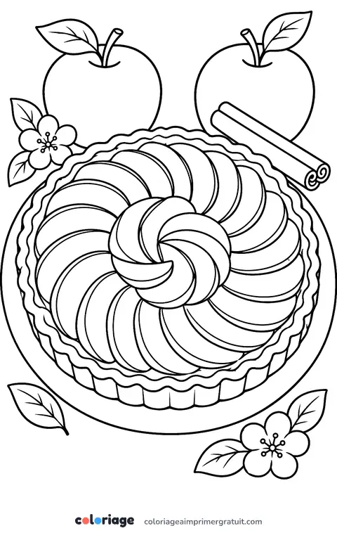 Coloriage tarte aux pommes