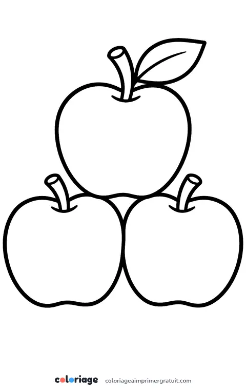 Coloriage trois pommes