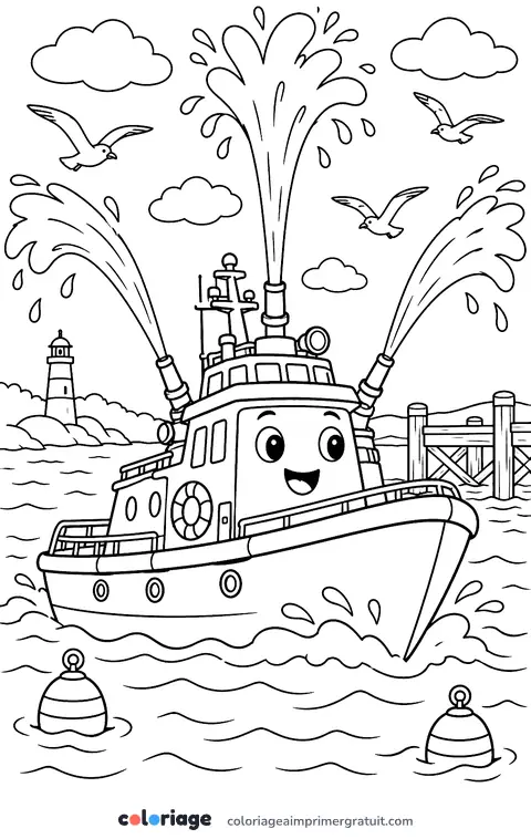 Coloriage bateau-pompe