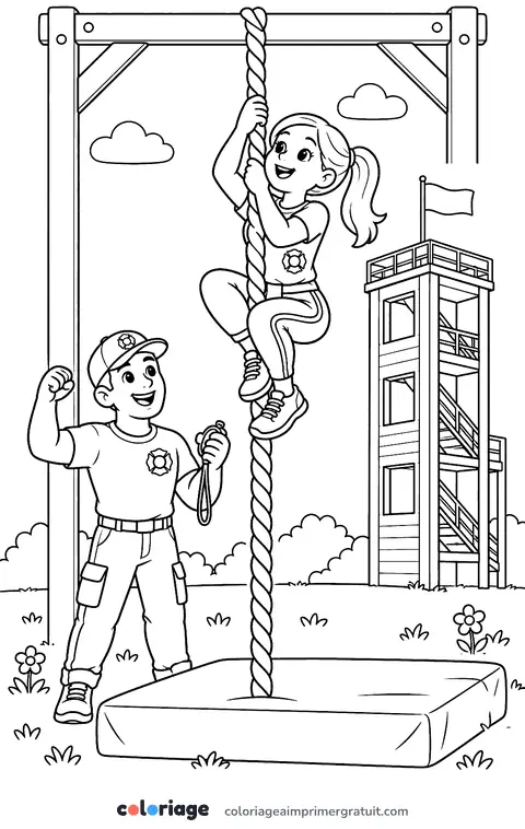 Coloriage entraînement à la corde