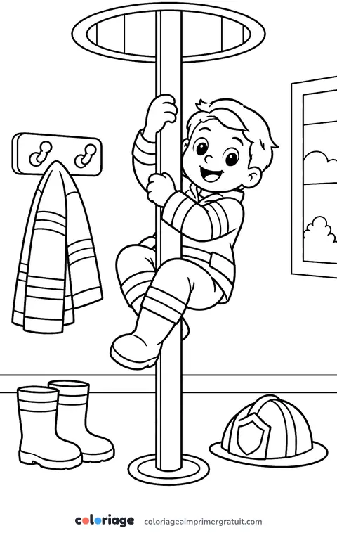 Coloriage descente du mât