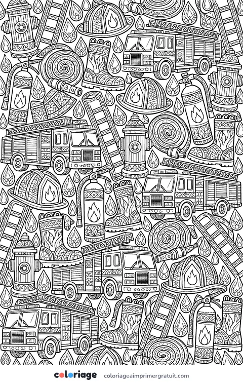 Coloriage motif pompier