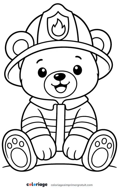 Coloriage ourson pompier