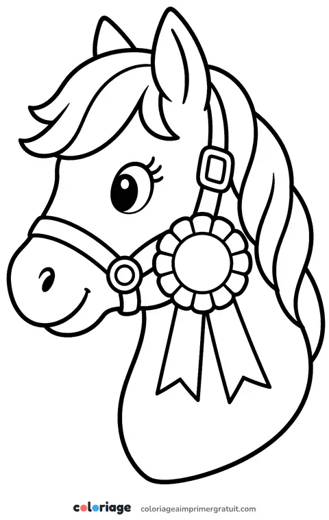 Coloriage poney et sa cocarde