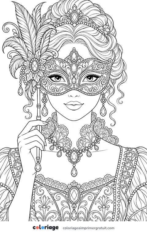 Coloriage princesse au bal masqué