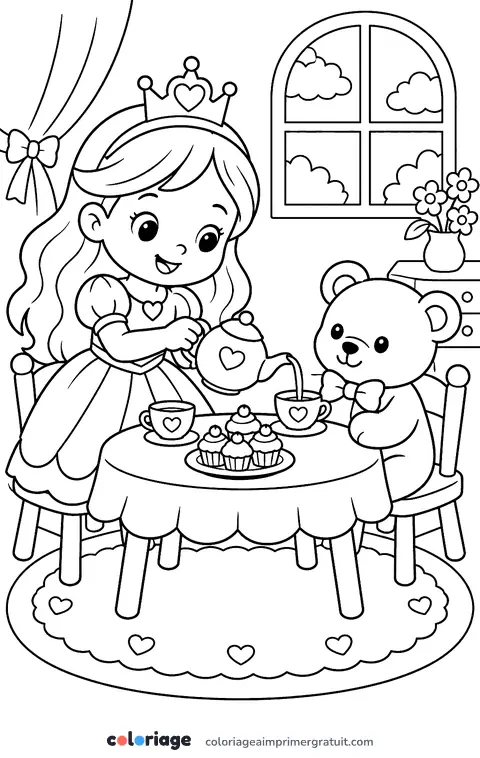 Coloriage goûter de princesse