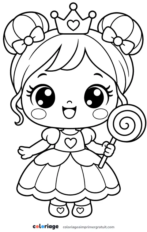 Coloriage princesse kawaii