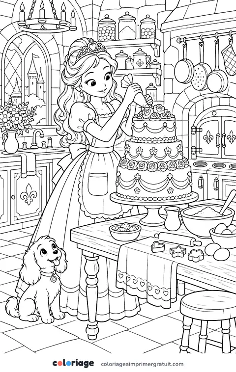 Coloriage princesse pâtissière