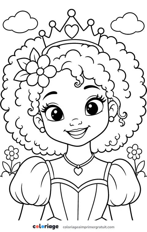 Coloriage portrait de princesse