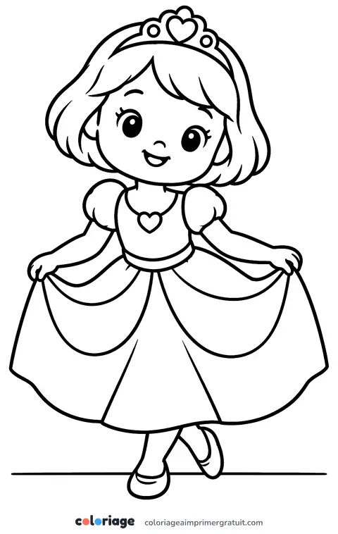 Coloriage princesse qui fait la révérence